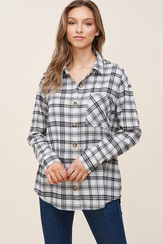 Plaid Button Down Flannel Top