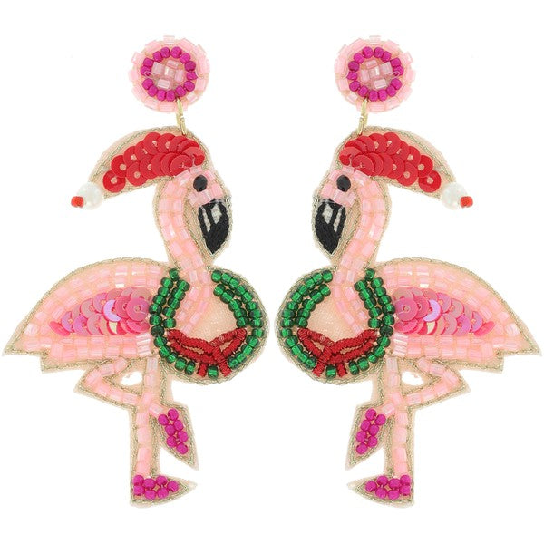 Flamingo Wreath Beaded Earring