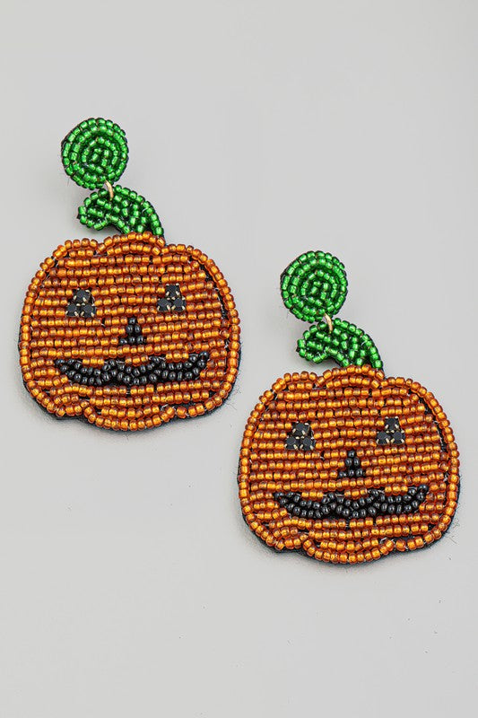 Jack O Lantern Beaded Drop Earring