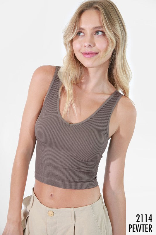 Nikibiki V-Neck Ribbed Crop Top