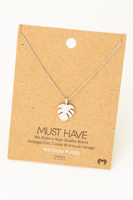 Hammered Monstera Leaf Must Have Necklace