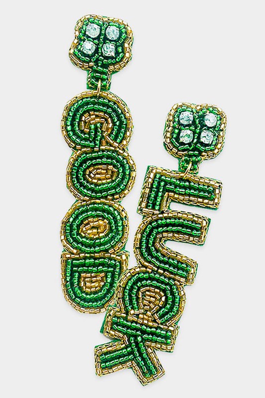 Shamrock Good Luck Beaded Earring