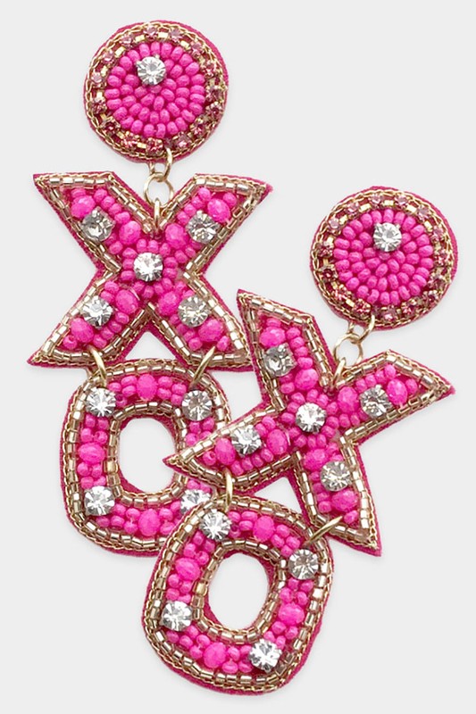 XO Beaded Rhinestone Drop Earring