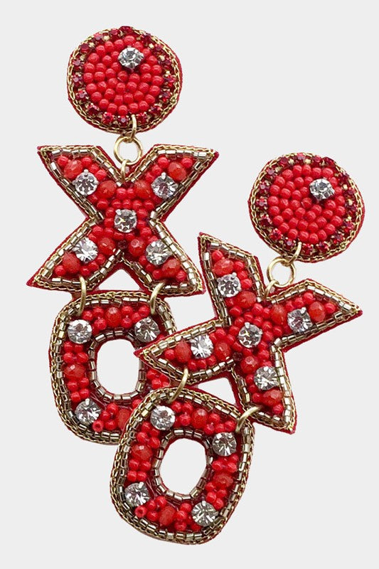 XO Beaded Rhinestone Drop Earring