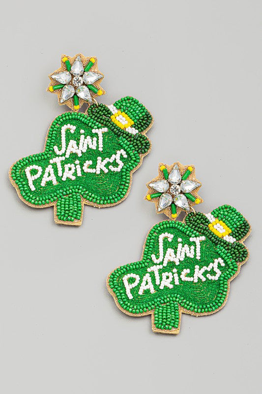 Jeweled Post Beaded Clover Earring