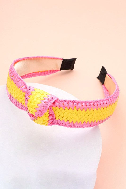 Raffia Knotted Stripe Headband