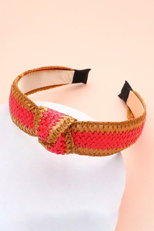 Raffia Knotted Stripe Headband