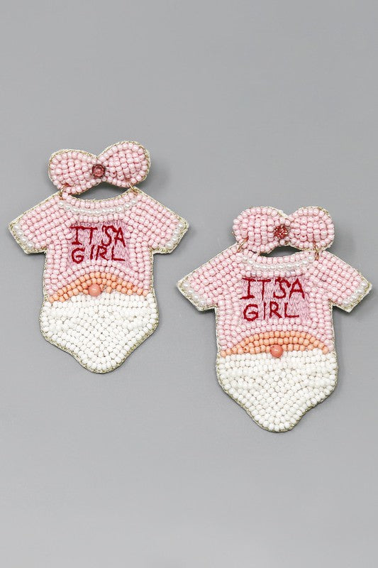 Gender Reveal Onesy Beaded Earring