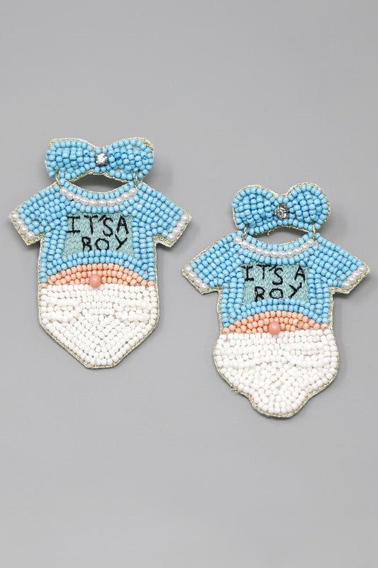 Gender Reveal Onesy Beaded Earring