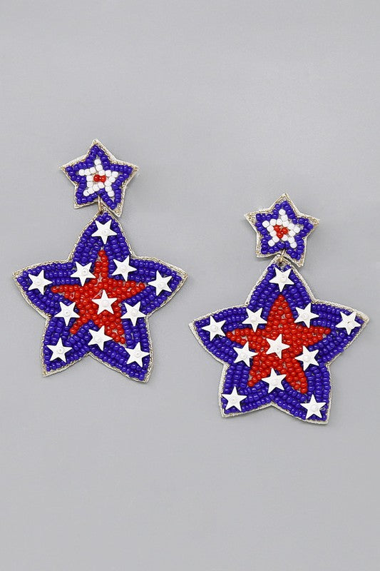 Seed Bead Stars on Stars Drop Earring