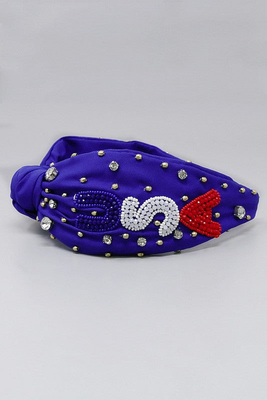 USA Beaded Knotted Headband