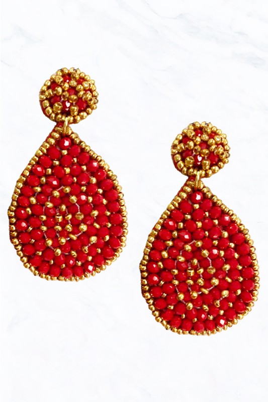 Seed Bead Teardrop Earrings