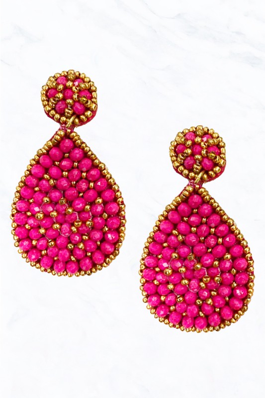 Seed Bead Teardrop Earrings