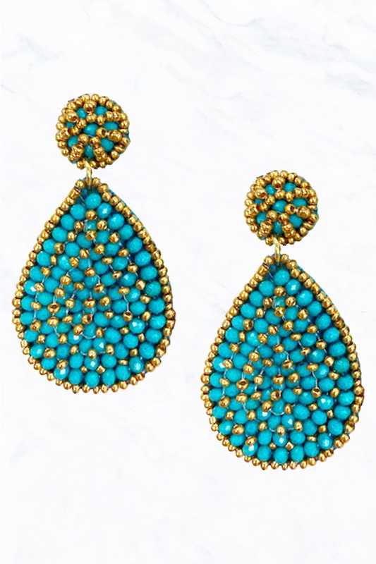 Seed Bead Teardrop Earrings