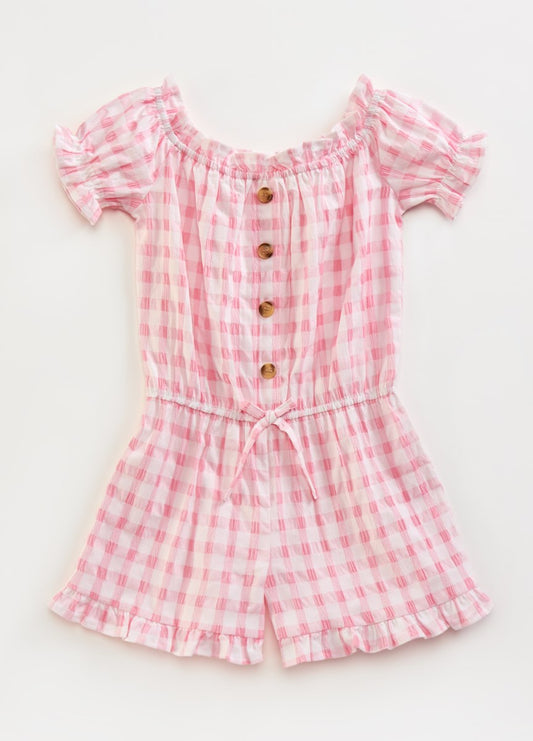 Large Summer Check Romper