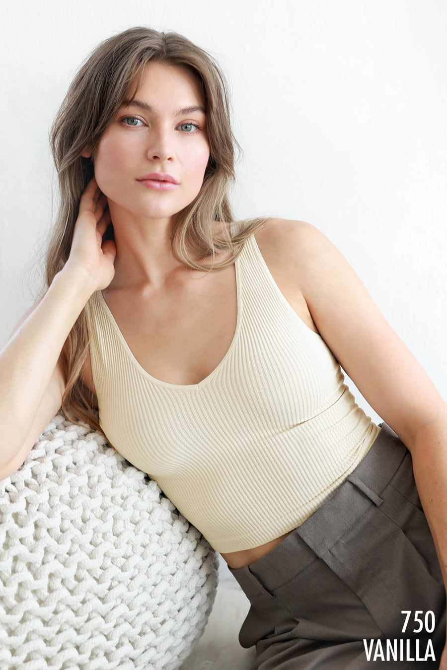 Nikibiki V-Neck Ribbed Crop Top