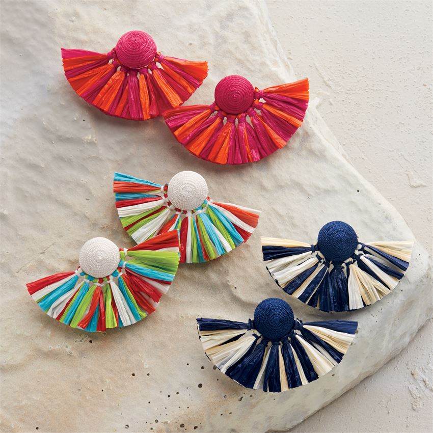 Mud Pie Raffia Fan Earring
