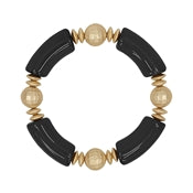 Acrylic Tube & Round Gold Bead Bracelet