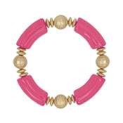 Acrylic Tube & Round Gold Bead Bracelet