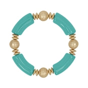 Acrylic Tube & Round Gold Bead Bracelet
