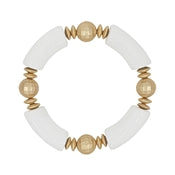 Acrylic Tube & Round Gold Bead Bracelet
