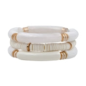Acrylic Tube Bead & Rubber Disk Bracelet Set