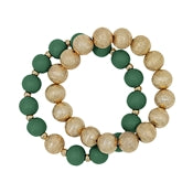 Gold Ball & Beaded Chunky Bracelet Set