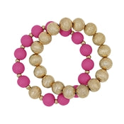 Gold Ball & Beaded Chunky Bracelet Set