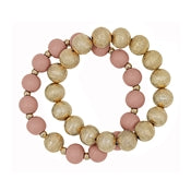 Gold Ball & Beaded Chunky Bracelet Set
