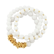 Gold Disk & Beaded Bracelet Set