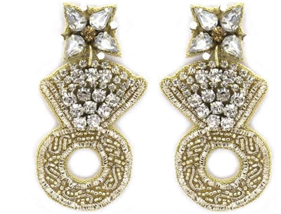 Seed Bead & Rhinestone Ring Earring