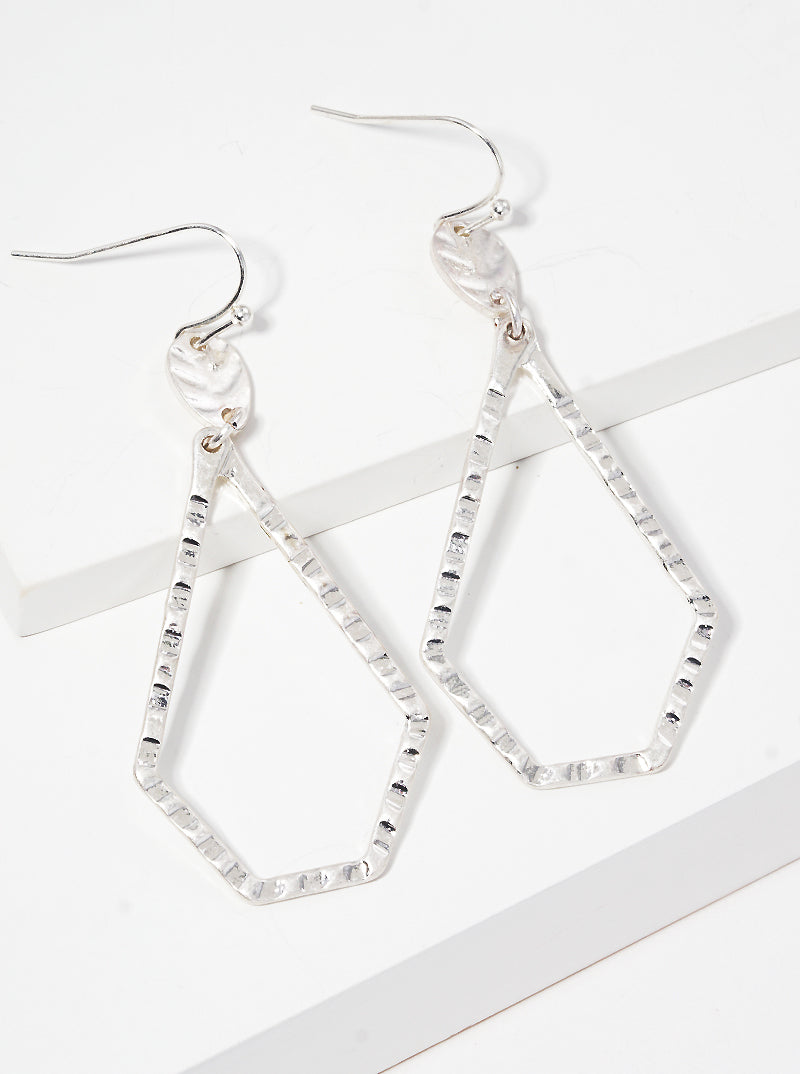 Textured Oval Pentagon Drop Earrings
