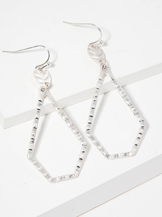 Textured Oval Pentagon Drop Earrings