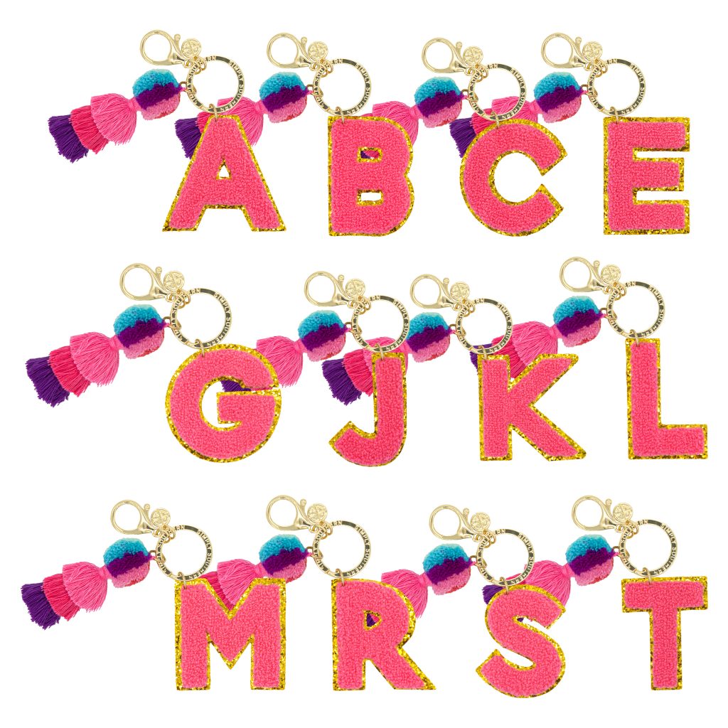 Simply Southern Varsity Keychain with Pink Initial - K