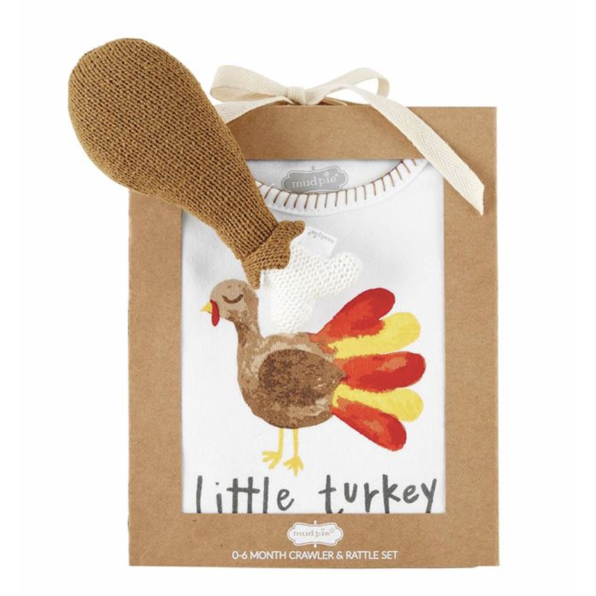 Turkey Knit Rattle & Crawler Set