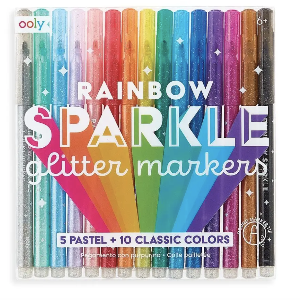 Rainbow Sparkle Glitter Markers - Set of 15 by Ooly