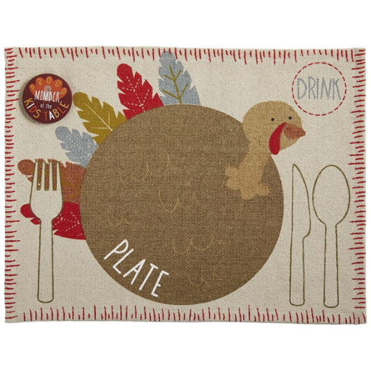 Mudpie Turkey Placemat with Button