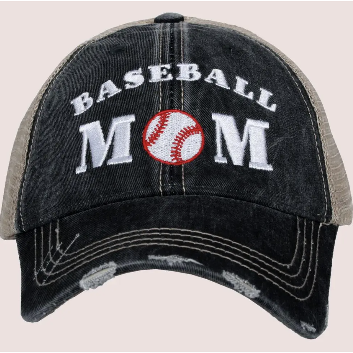 Baseball Mom with Tan Trucker Hat