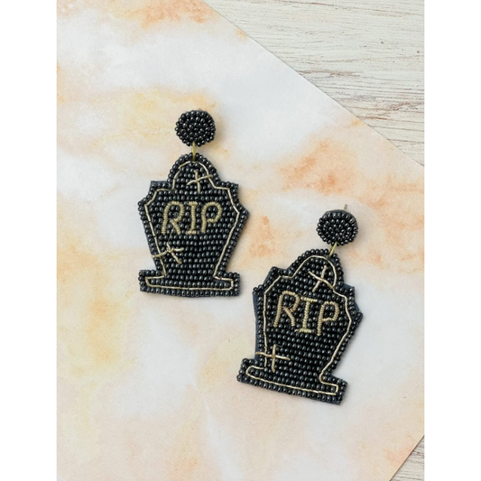 Gravestone Beaded Dangle Earrings