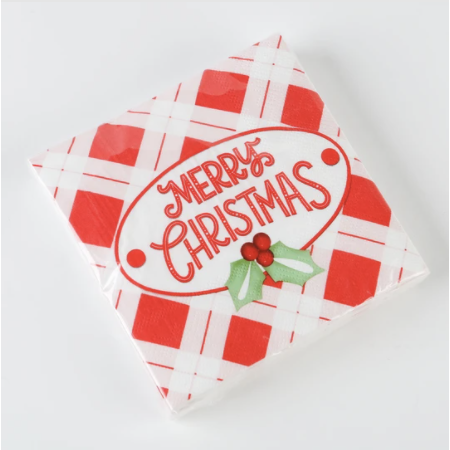 Merry Christmas Holly Beverage Napkins