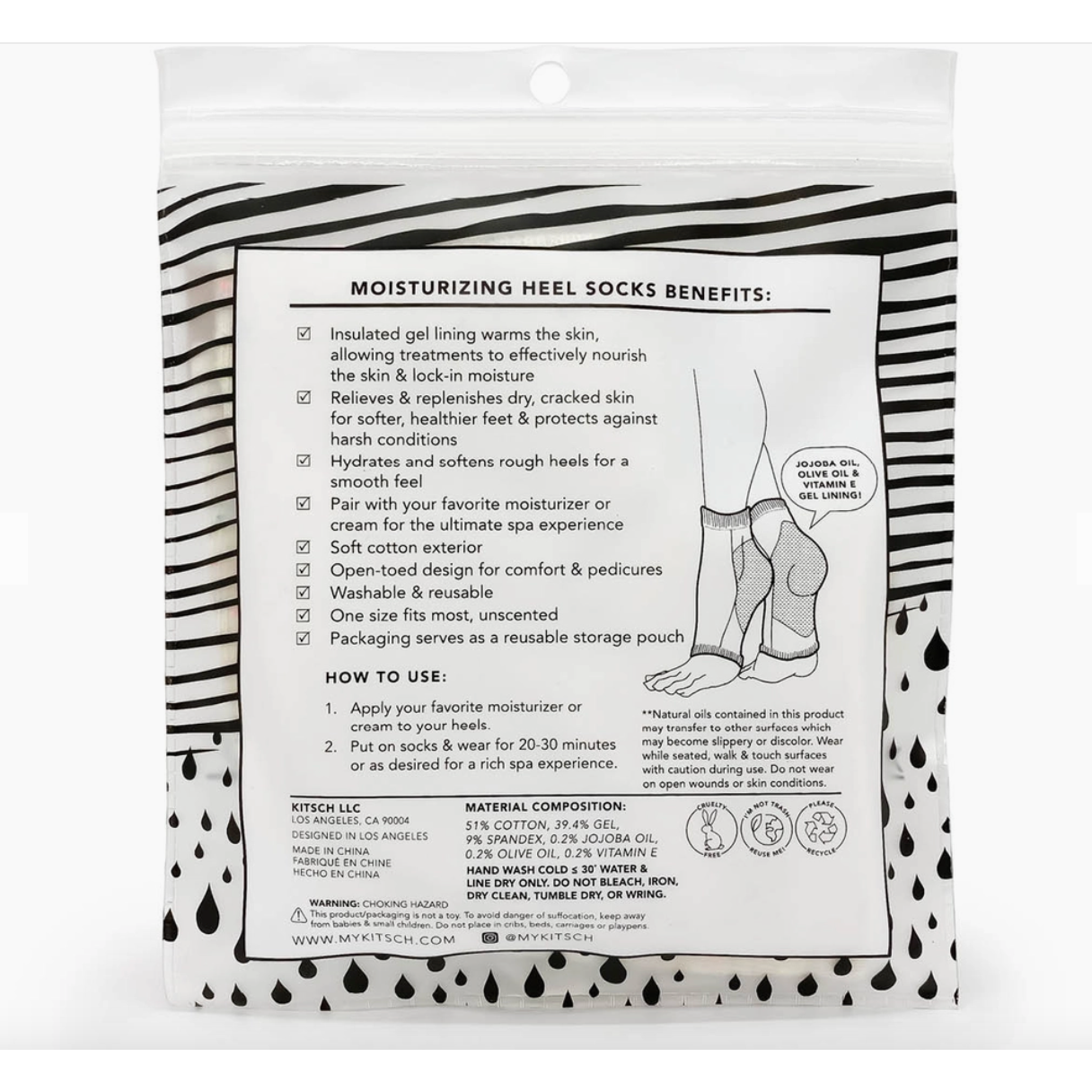 Moisturizing Heel Socks by Kitsch