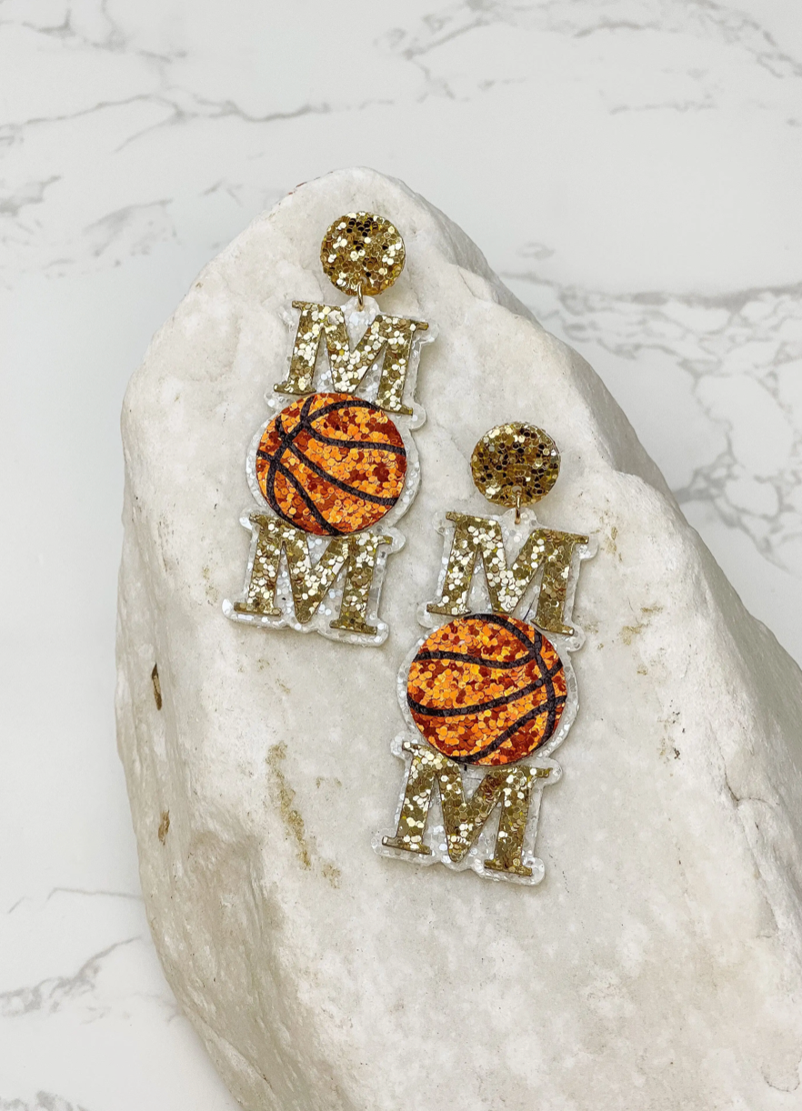 Sports Mom Glitter Dangle Earrings