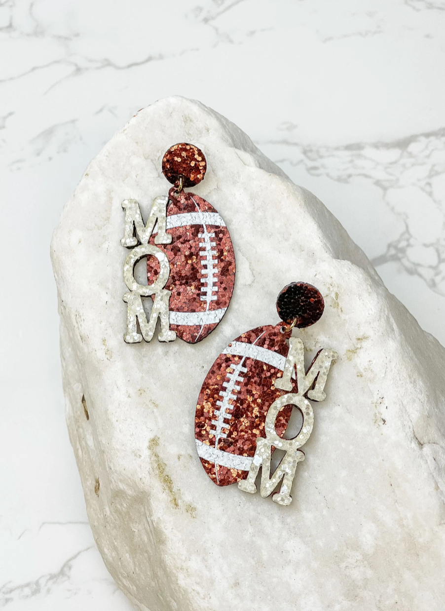 Sports Mom Glitter Dangle Earrings