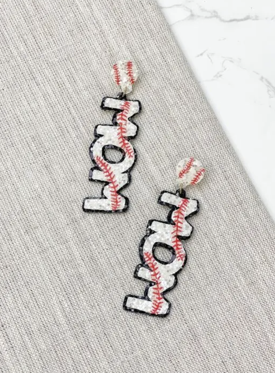 Sports Mom Glitter Dangle Earrings