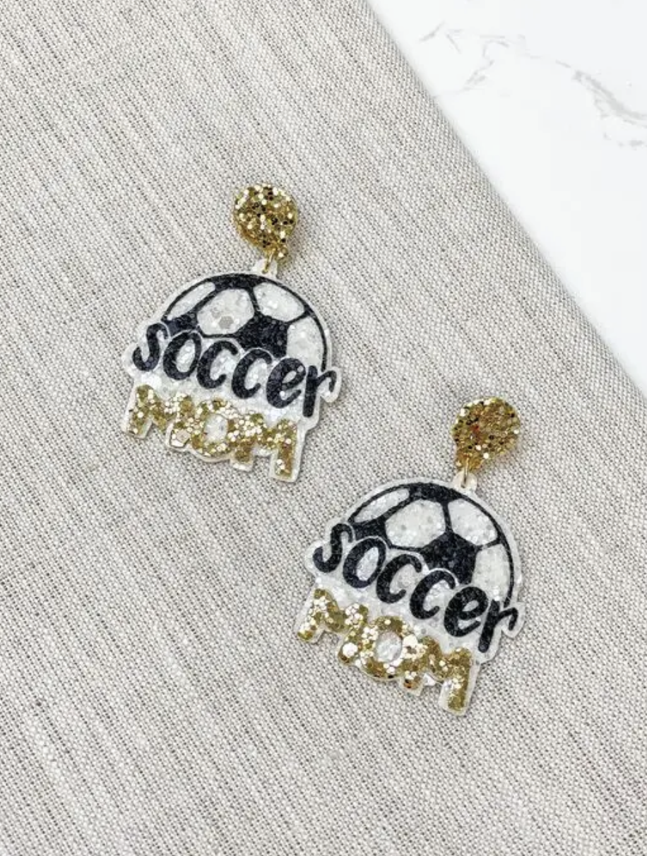 Sports Mom Glitter Dangle Earrings
