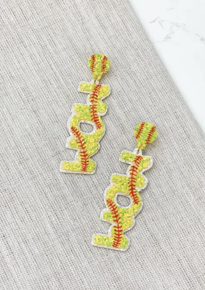 Sports Mom Glitter Dangle Earrings