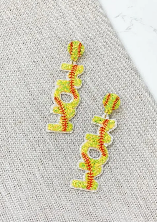 Sports Mom Glitter Dangle Earrings
