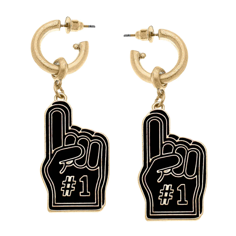 Game Day Foam Finger Enamel Earrings