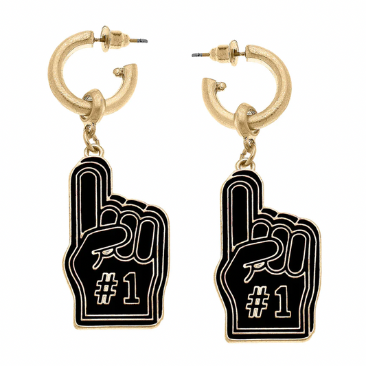 Game Day Foam Finger Enamel Earrings