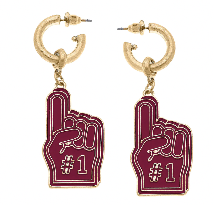 Game Day Foam Finger Enamel Earrings